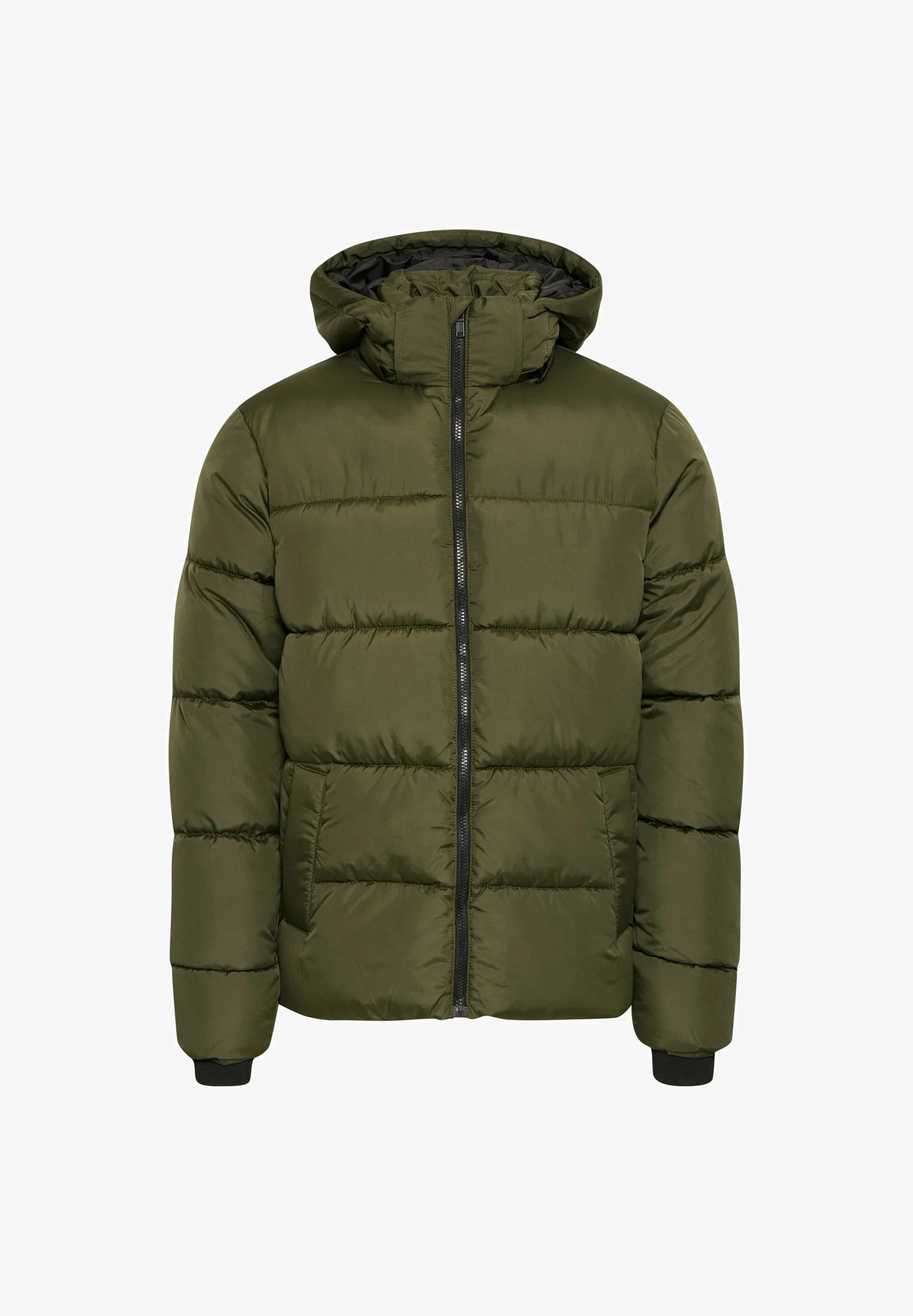 Ultra-Lightweight Puffer Jacket with Hood - Military Green