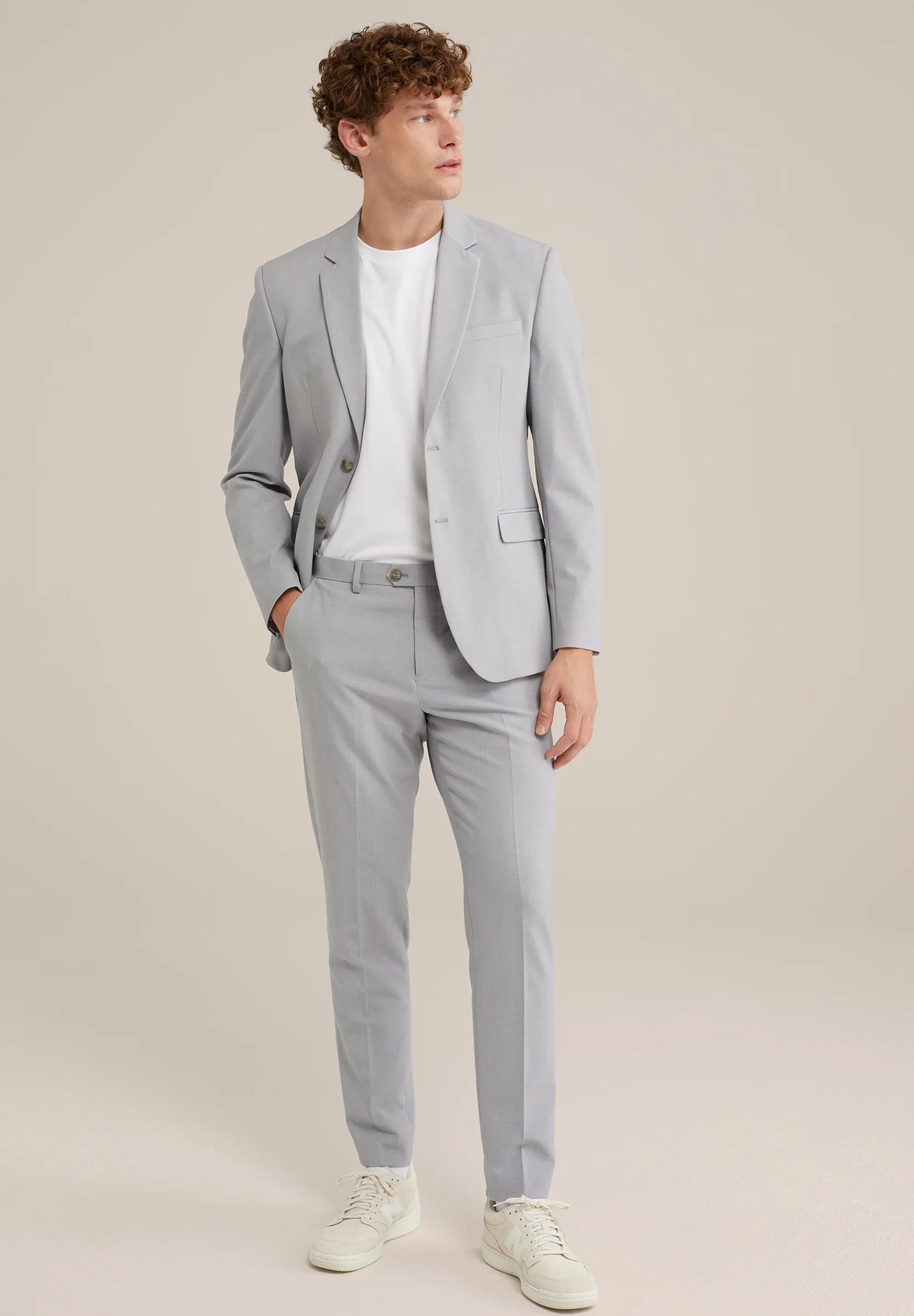 Regular Fit Tailored Trousers - Light Grey
