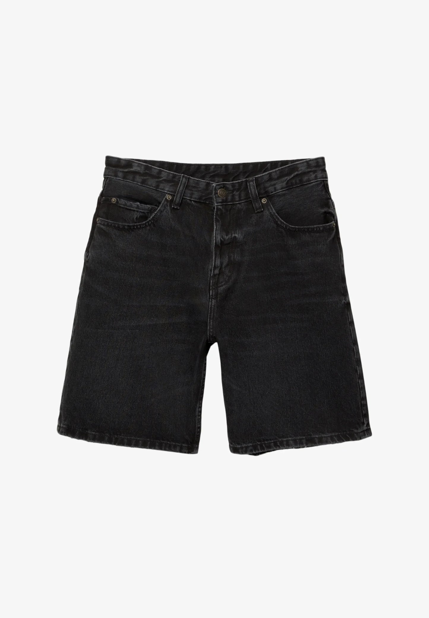 Straight Cut Denim Shorts - Black