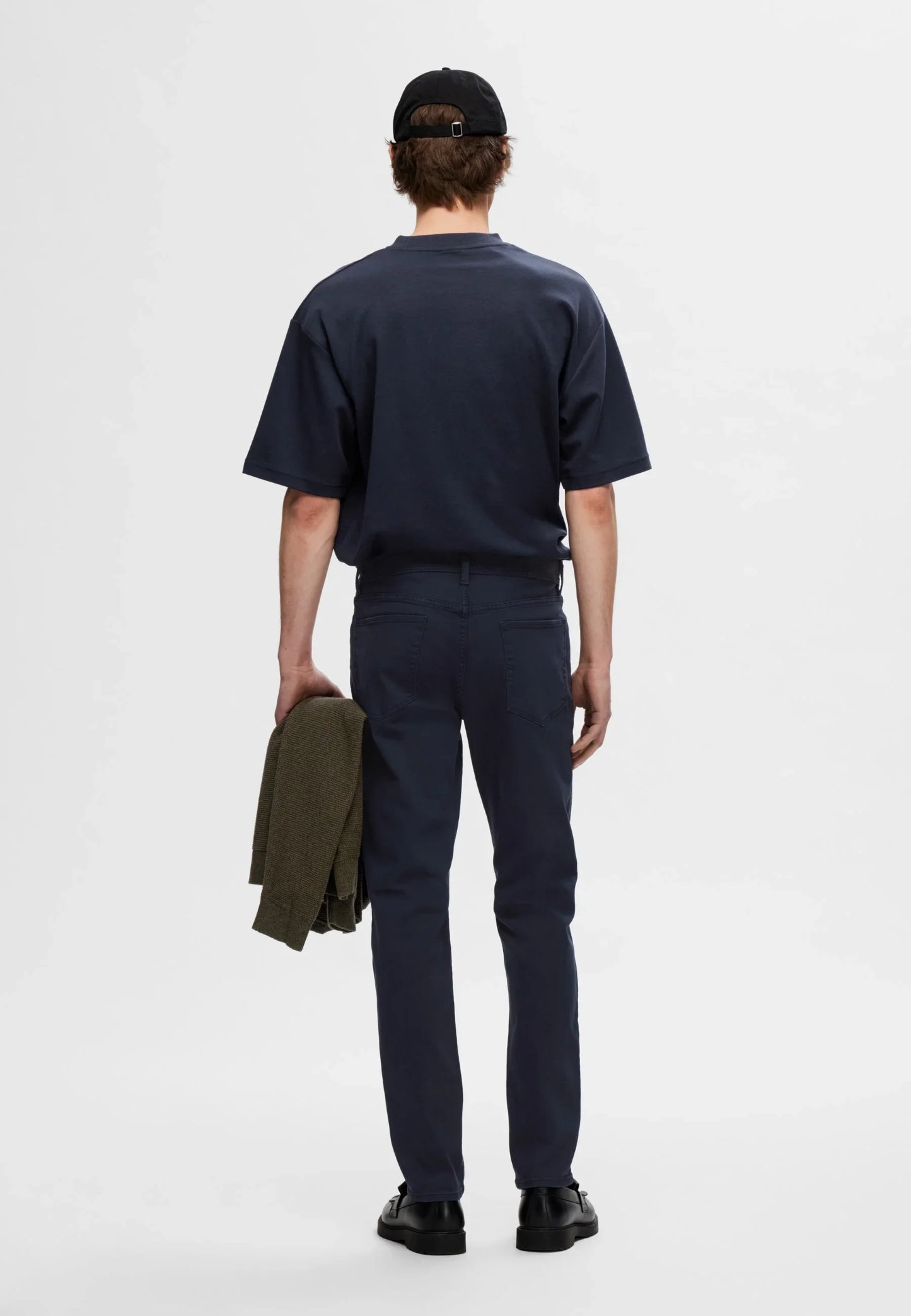 Men's Oversized Basic Round Neck T-Shirt - Navy Blue