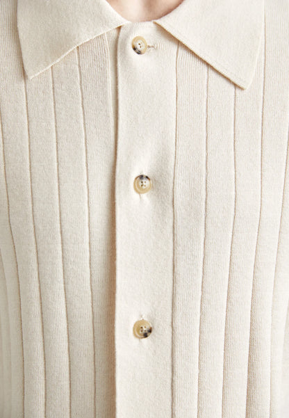 Ribbed Cotton Polo Shirt - Off White
