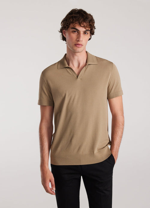 Cotton Polo Shirt Comfort in Peruvian Cotton - Beige