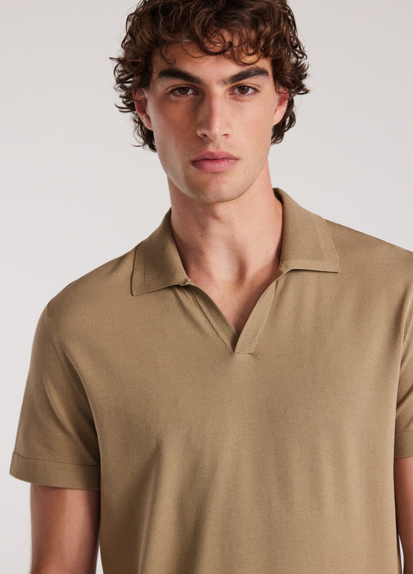 Cotton Polo Shirt Comfort in Peruvian Cotton - Beige