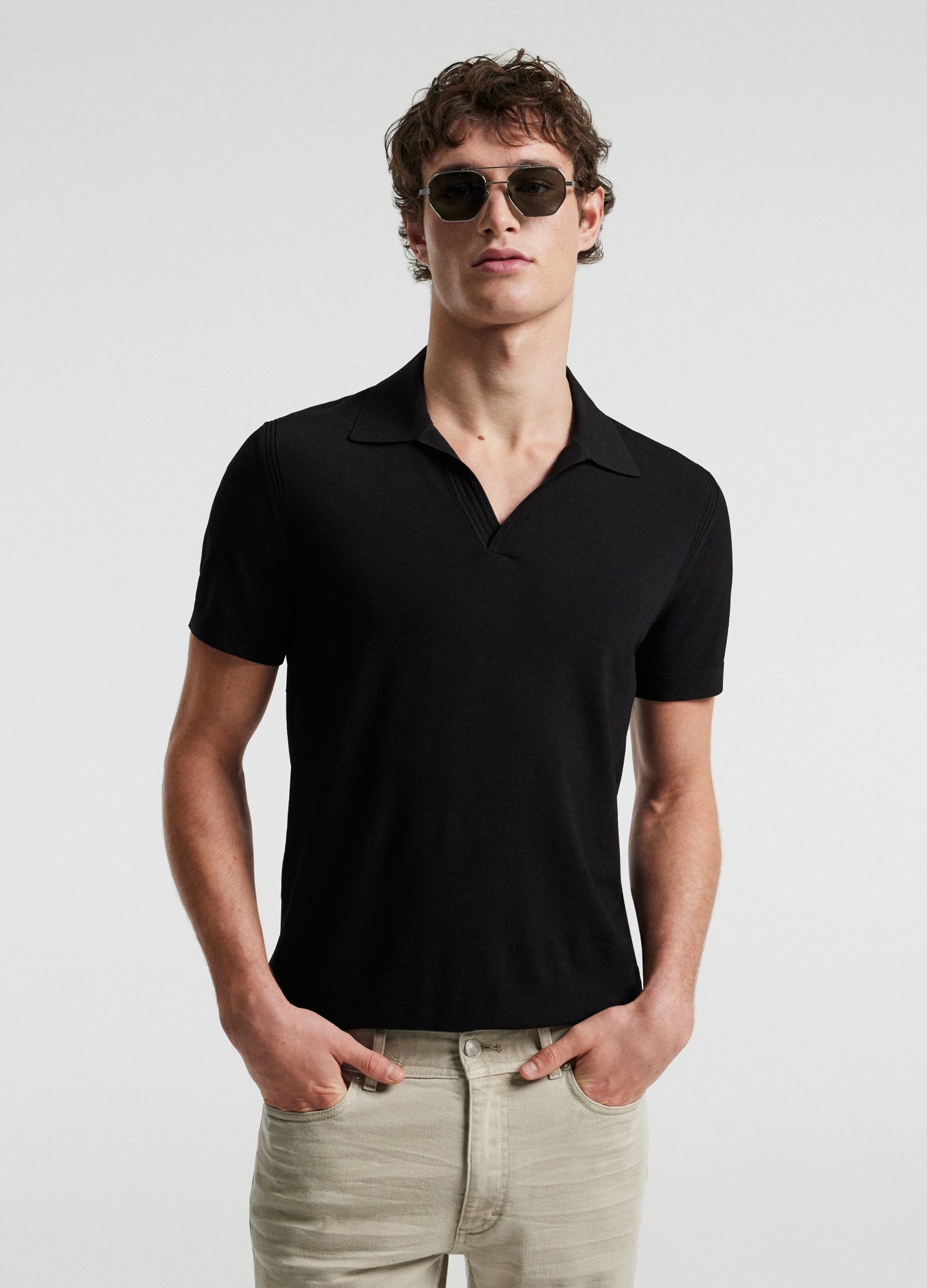 Tech Cotton Polo Shirt - Black