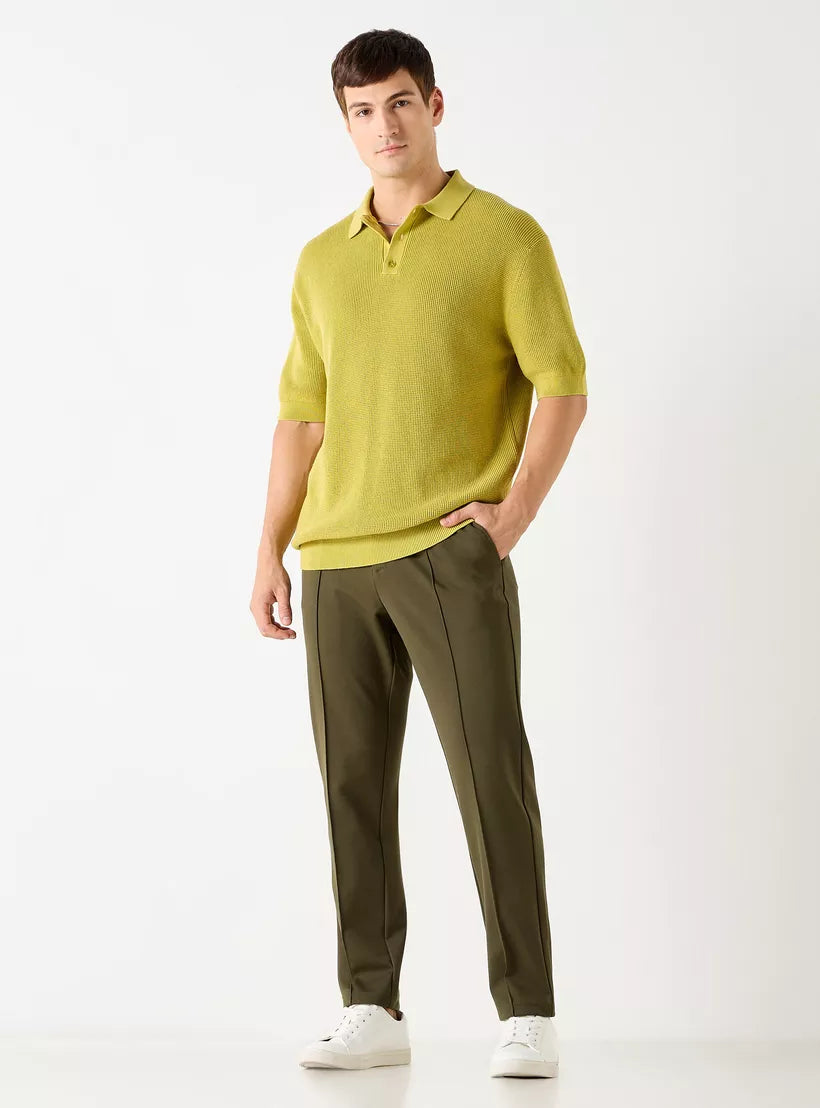 Men's Textured Polo Shirt - Lime Green