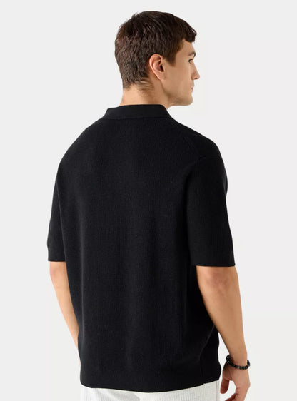 Men's Textured Polo Shirt - Black