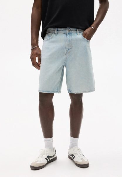 Straight Cut Denim Shorts - Light Blue