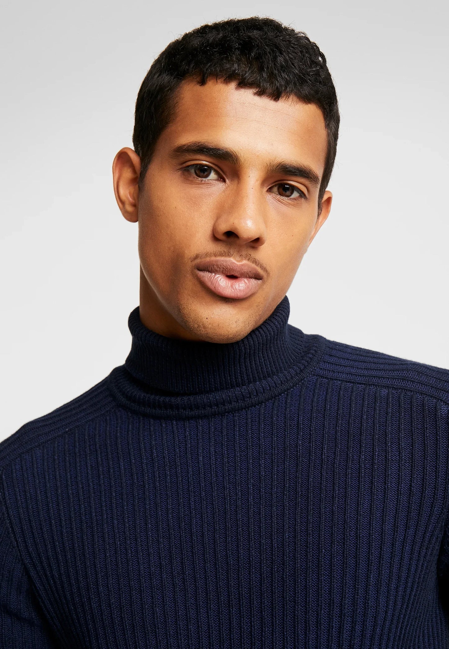 Navy Blue Wool Roll Neck Jumper