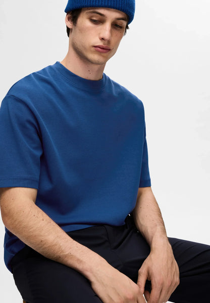 Men's Basic Oversized Round Neck T-Shirt - Dark Blue
