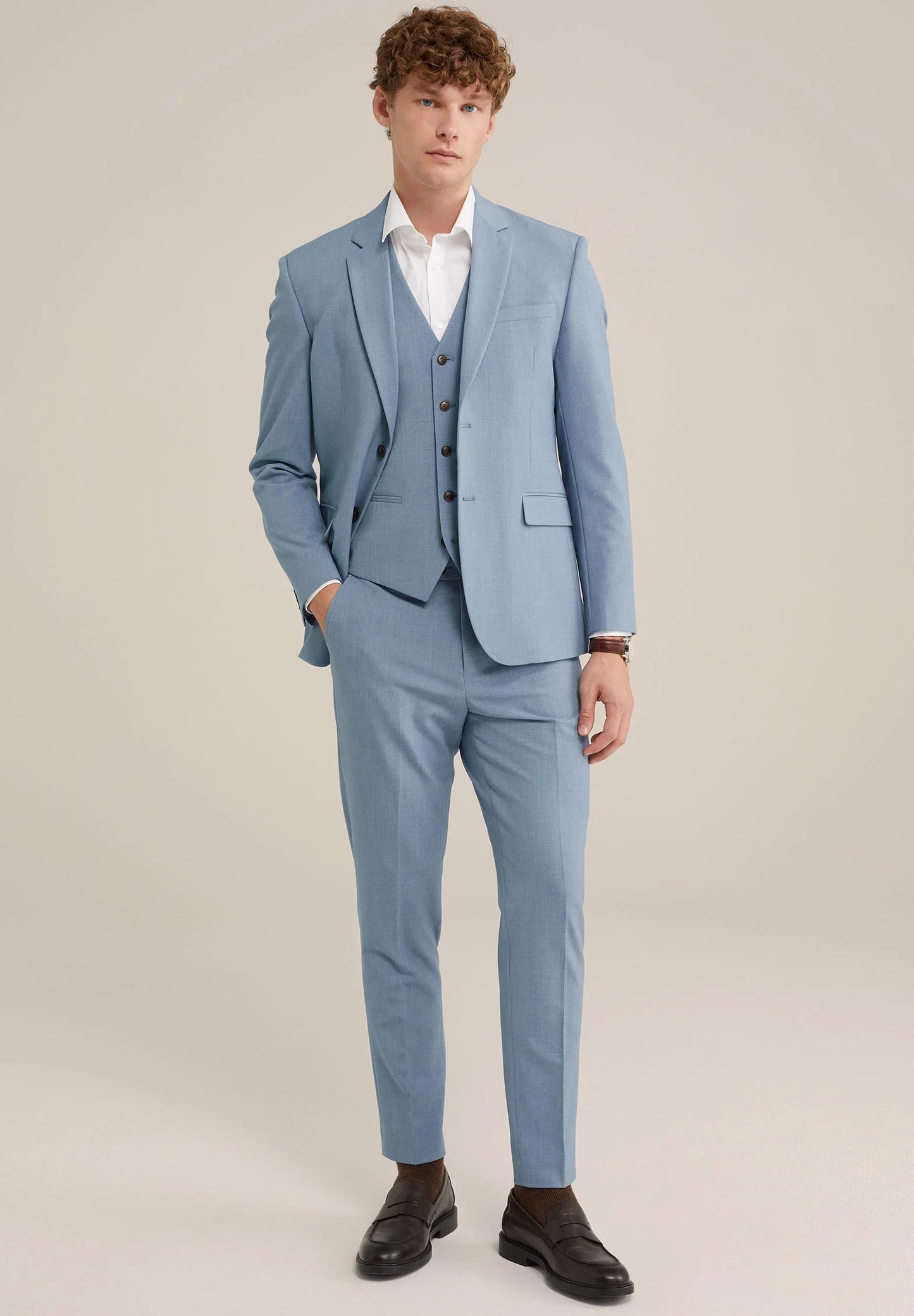 Men's Regular Fit Tailored Waistcoat - Light Blue