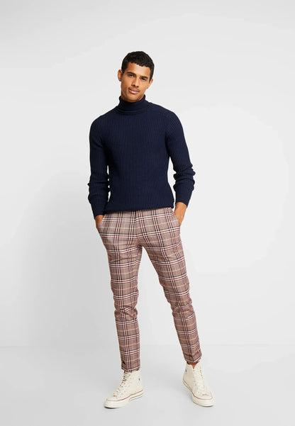 Navy Blue Wool Roll Neck Jumper