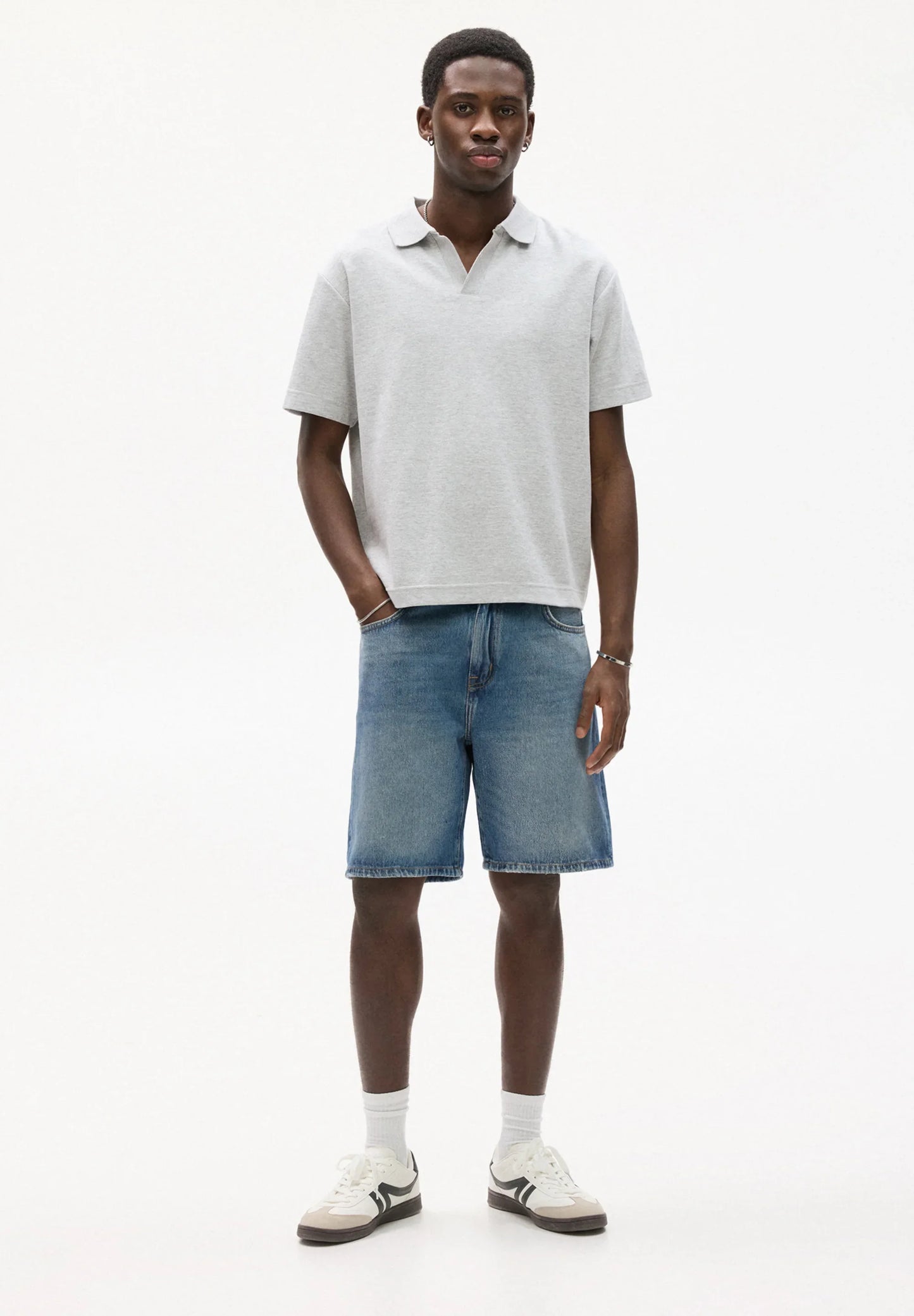 Straight Denim Shorts - Blue