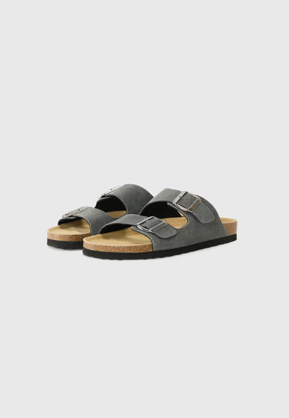 Rully Leather Sandals - Dark Grey