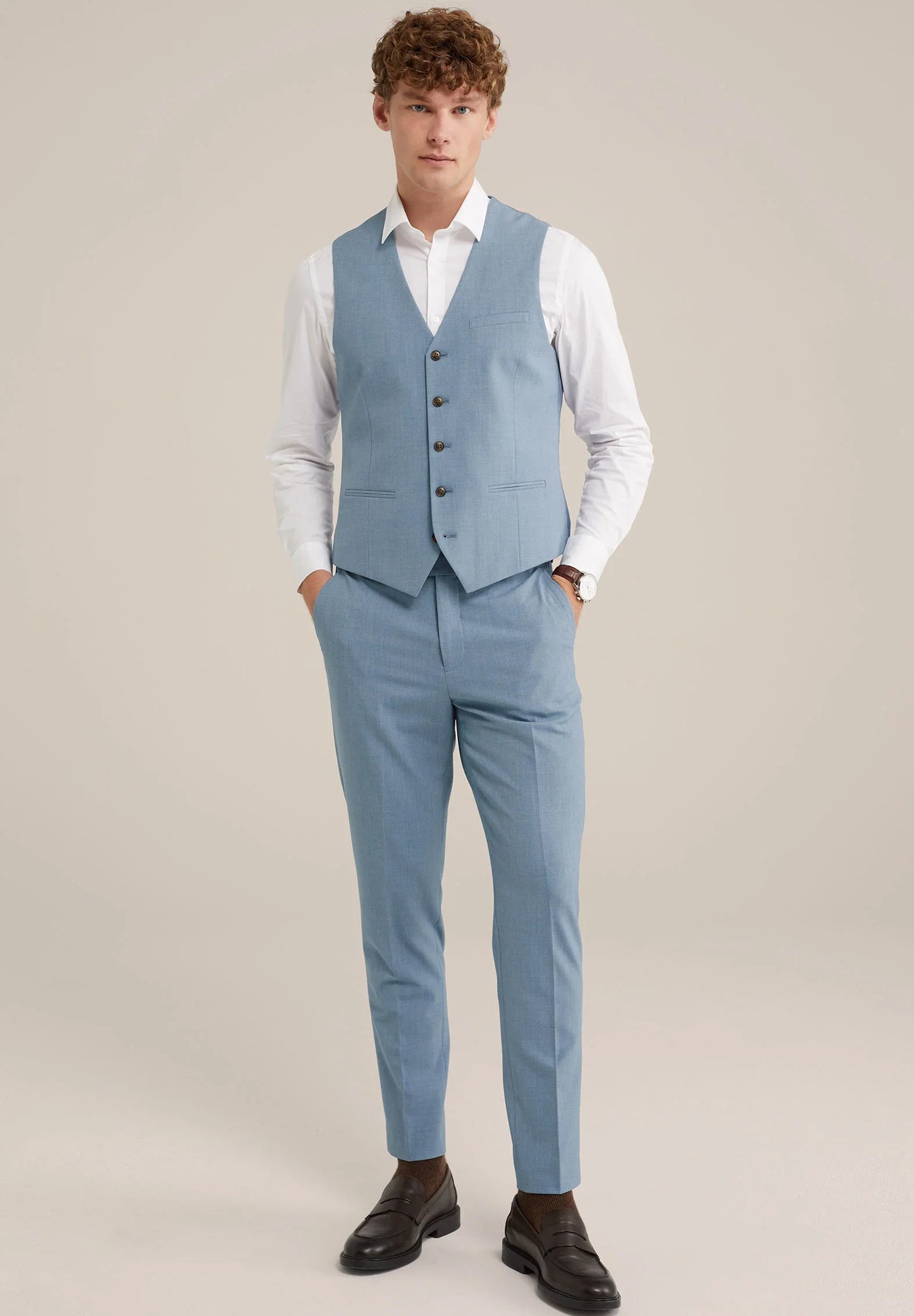 Men's Regular Fit Tailored Waistcoat - Light Blue