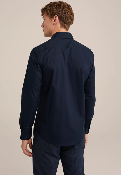 Classic Tailored Men's Dress Shirt - Navy Blue