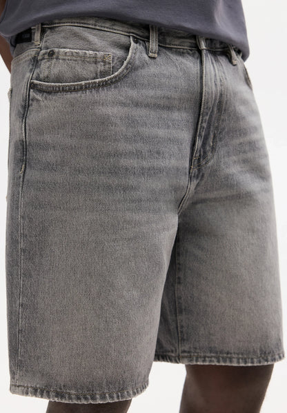 Straight Leg Denim Shorts - Dark Grey