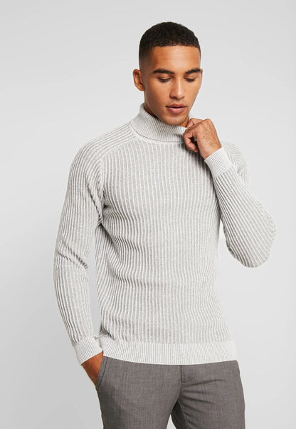 High Neck Wool Jumper - Grey