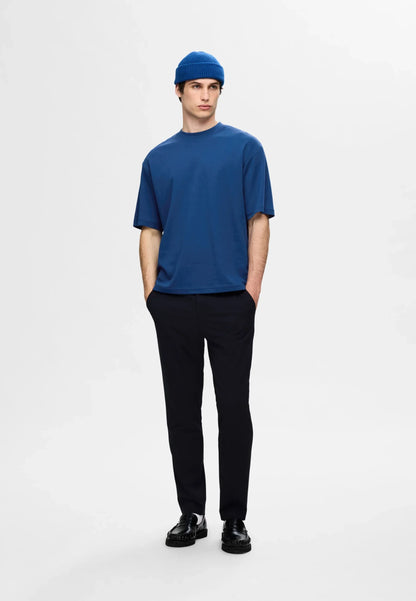 Men's Basic Oversized Round Neck T-Shirt - Dark Blue