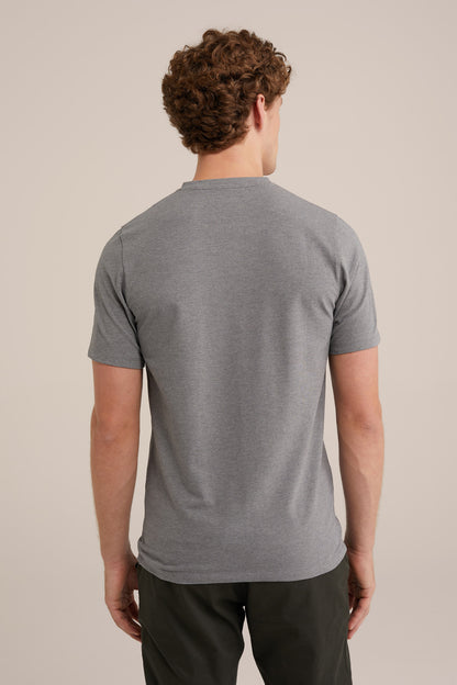 Regular Fit Basic V-Neck T-Shirt - Dark Grey