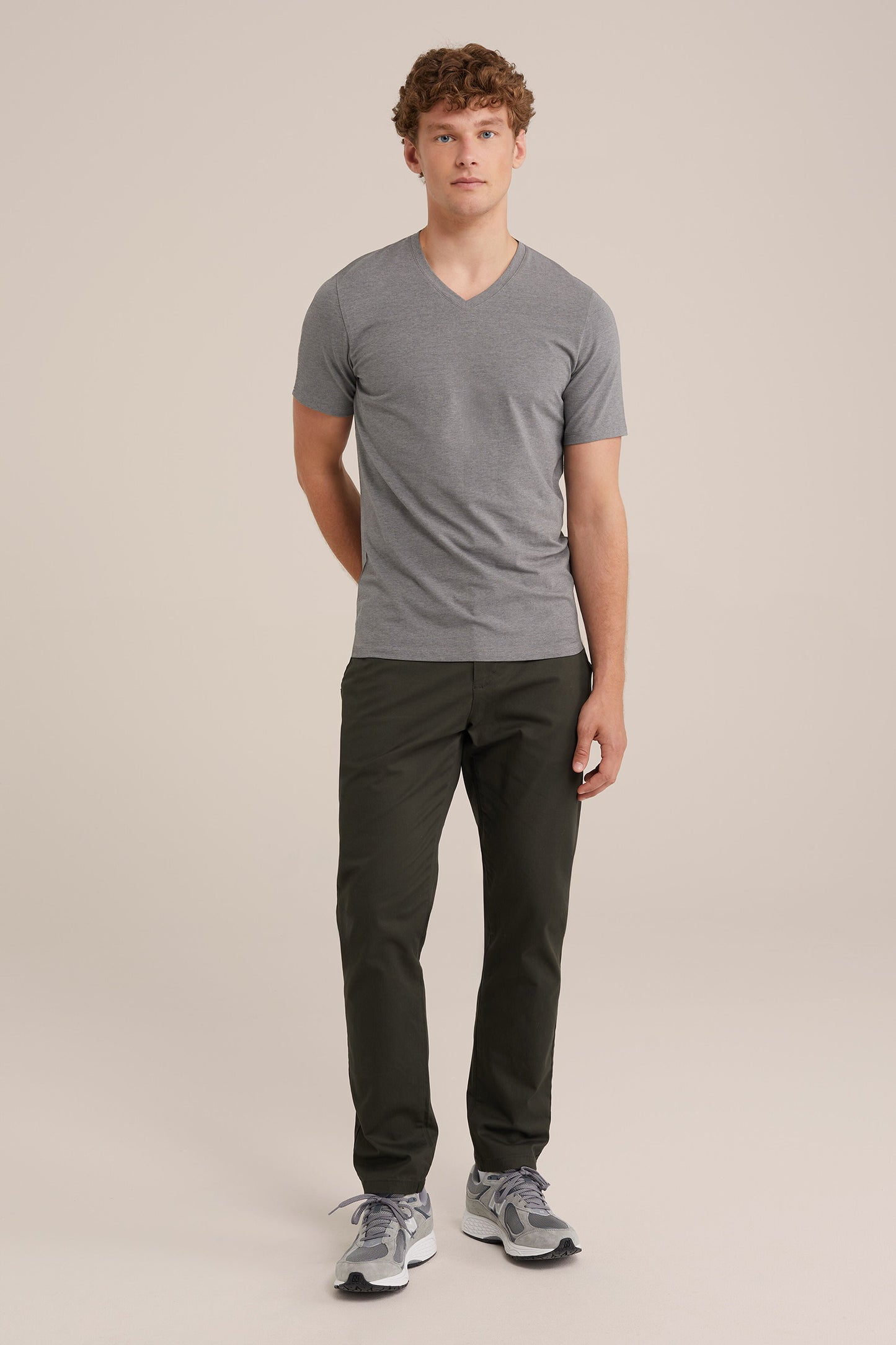 Regular Fit Basic V-Neck T-Shirt - Dark Grey