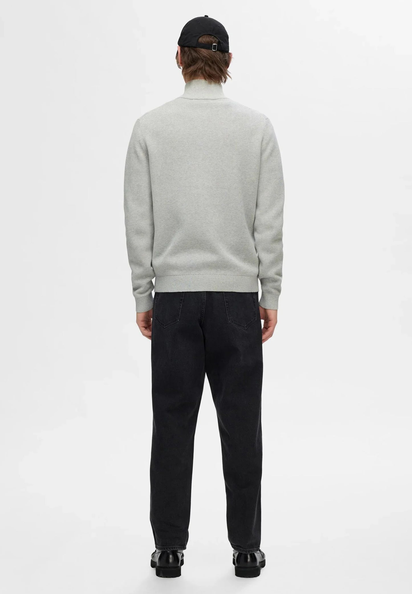 Comfort Cardigan with High Neck and Zip - Grey