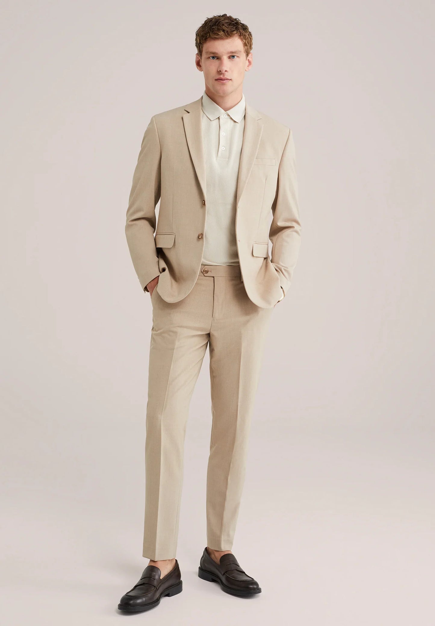 Regular Fit Tailored Trousers - Beige