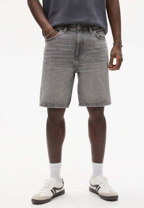Straight Leg Denim Shorts - Dark Grey