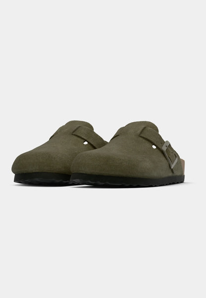 Men's Suede Sandals - Olive Green