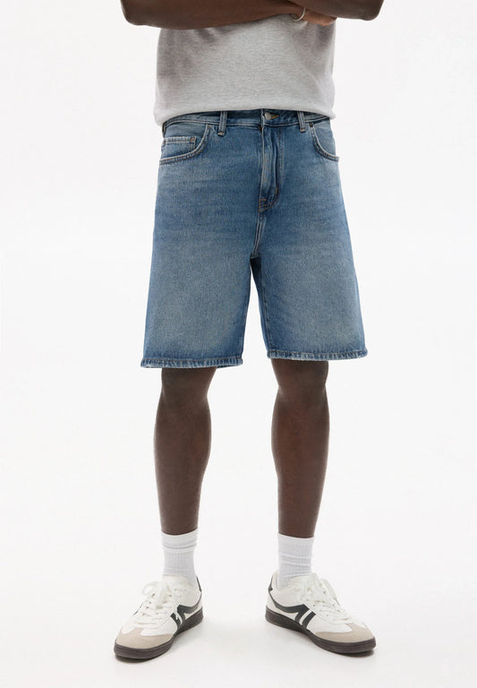 Straight Denim Shorts - Blue