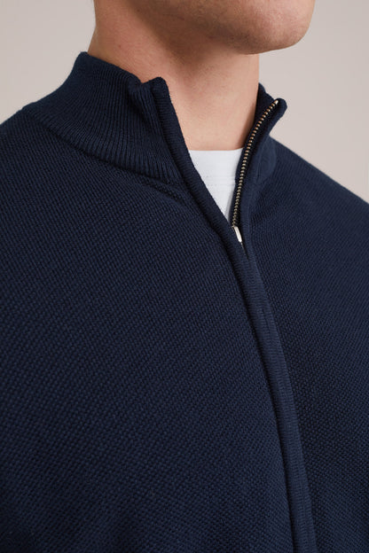 Fine Knit Jumper with Regular Fit - Navy Blue