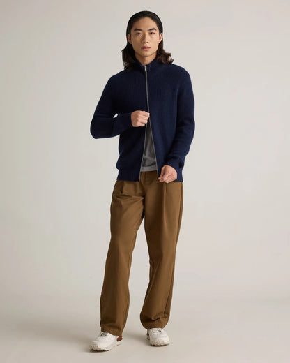 Men's 100% Cotton Front Zip Jumper - Navy Blue