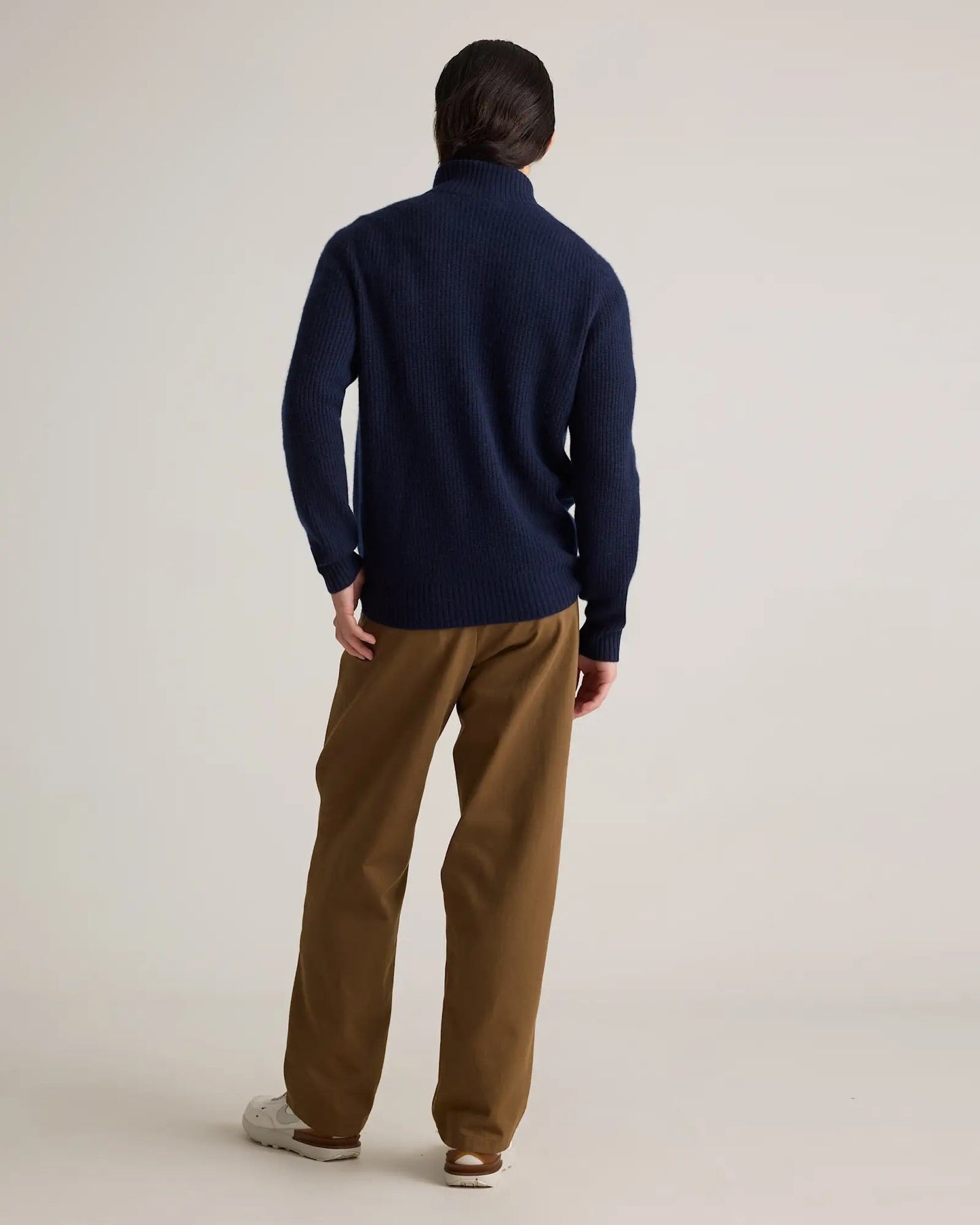 Men's 100% Cotton Front Zip Jumper - Navy Blue