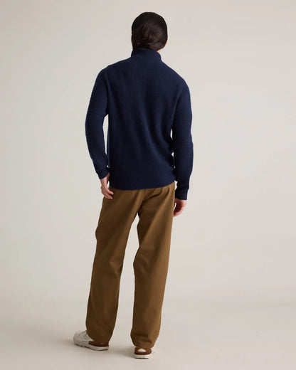 Men's 100% Cotton Front Zip Jumper - Navy Blue