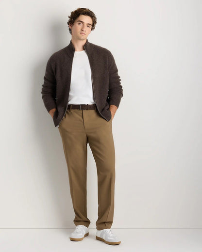 Men's 100% Cotton Zip-Up Jumper - Brown