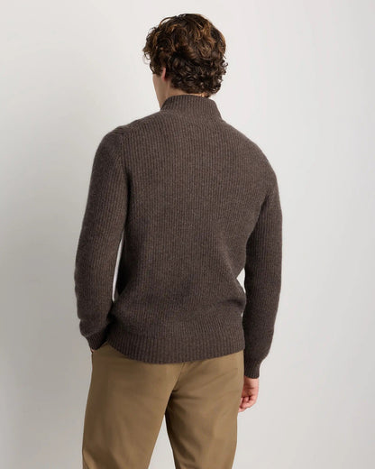 Men's 100% Cotton Zip-Up Jumper - Brown