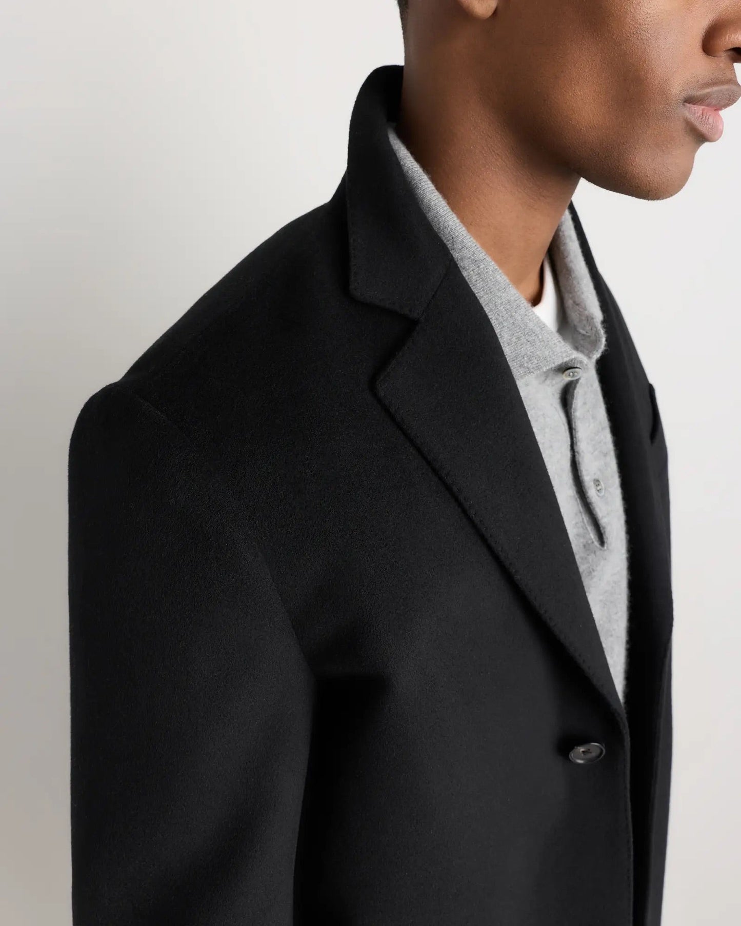 Men's Long Overcoat - Black