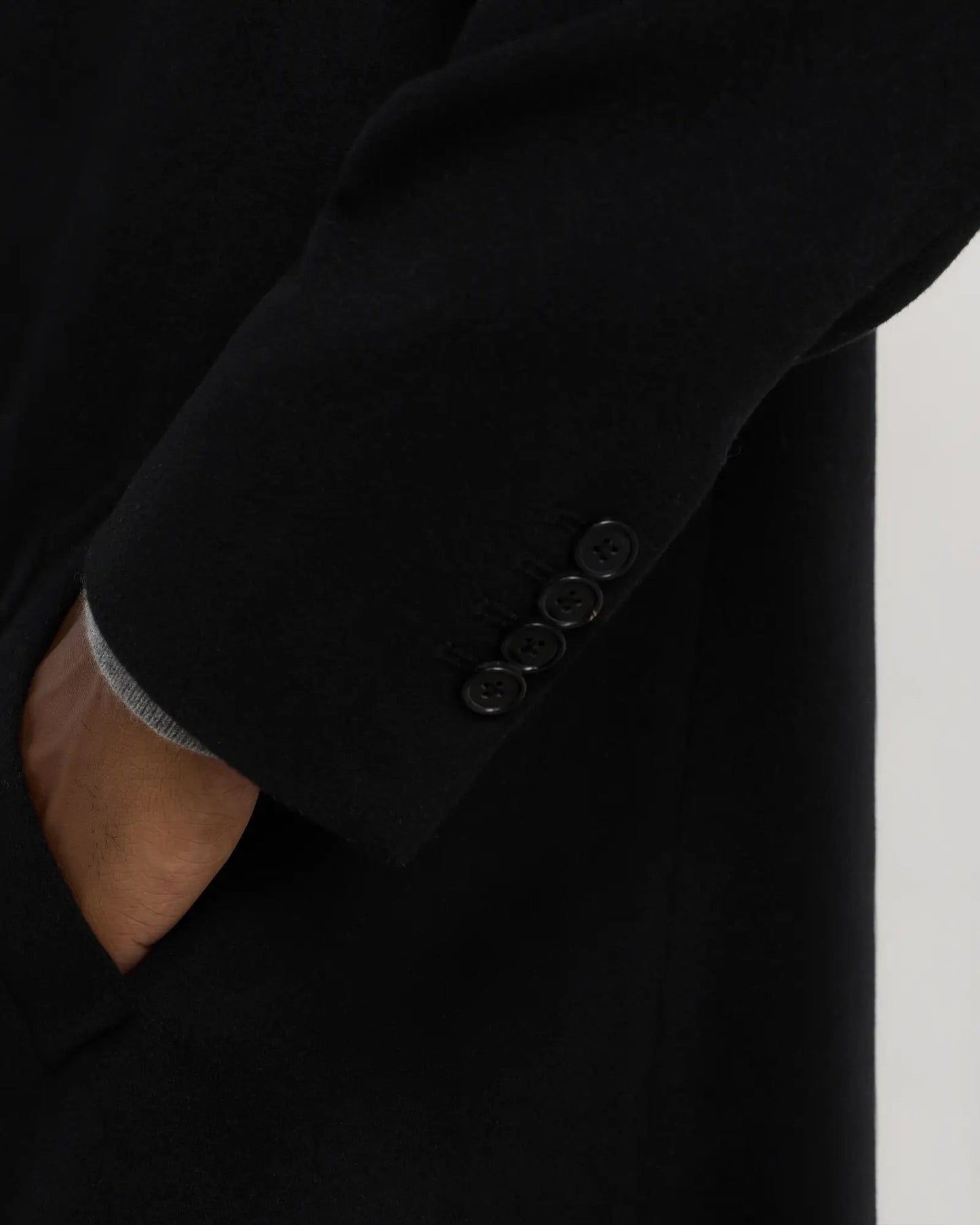 Men's Long Overcoat - Black