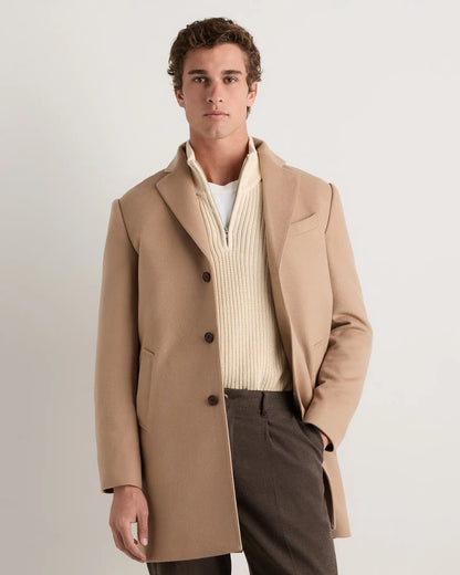 Men's Long Overcoat Jacket - Beige