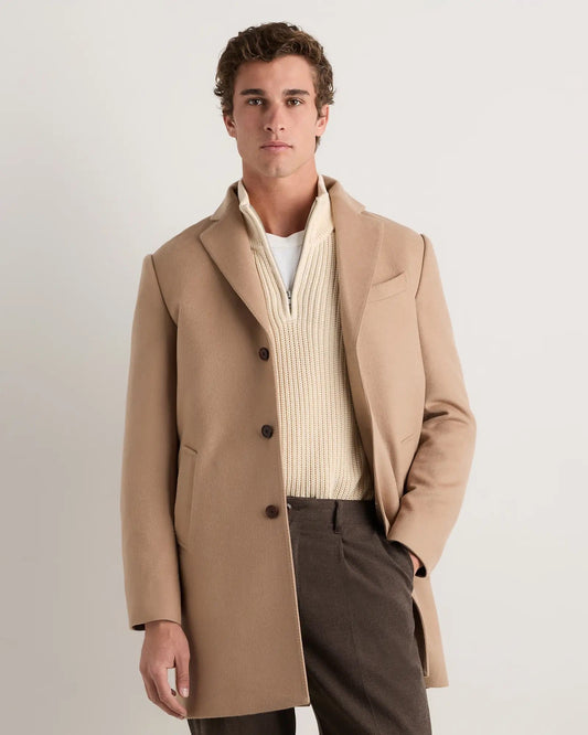 Men's Long Overcoat Jacket - Beige