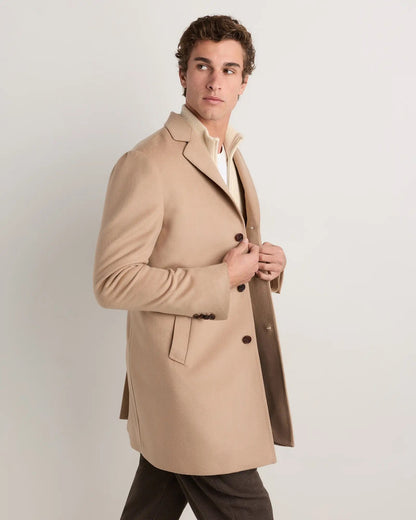 Men's Long Overcoat Jacket - Beige