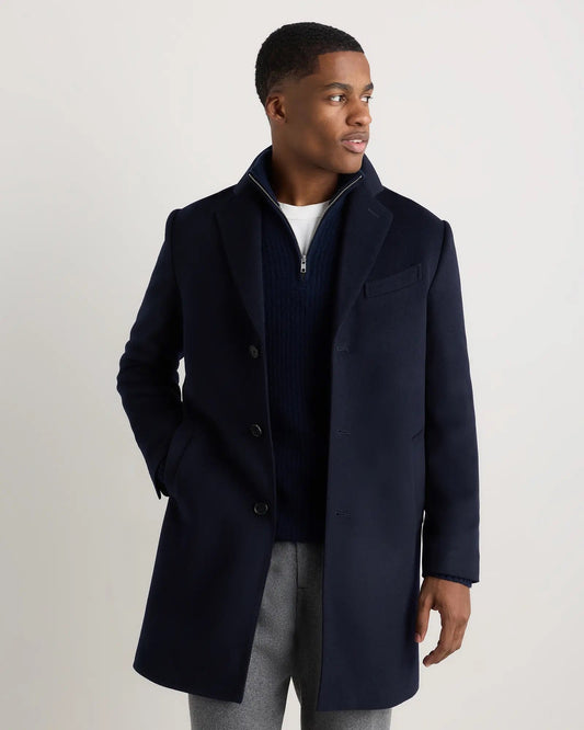 Men's Long Overcoat Jacket - Navy Blue