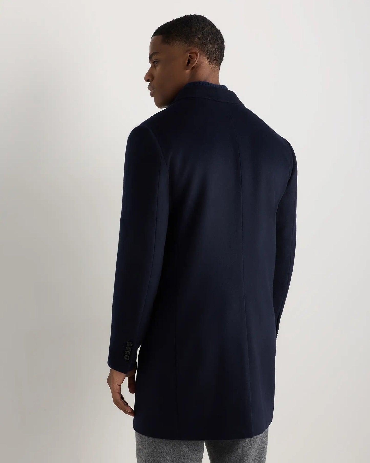 Men's Long Overcoat Jacket - Navy Blue