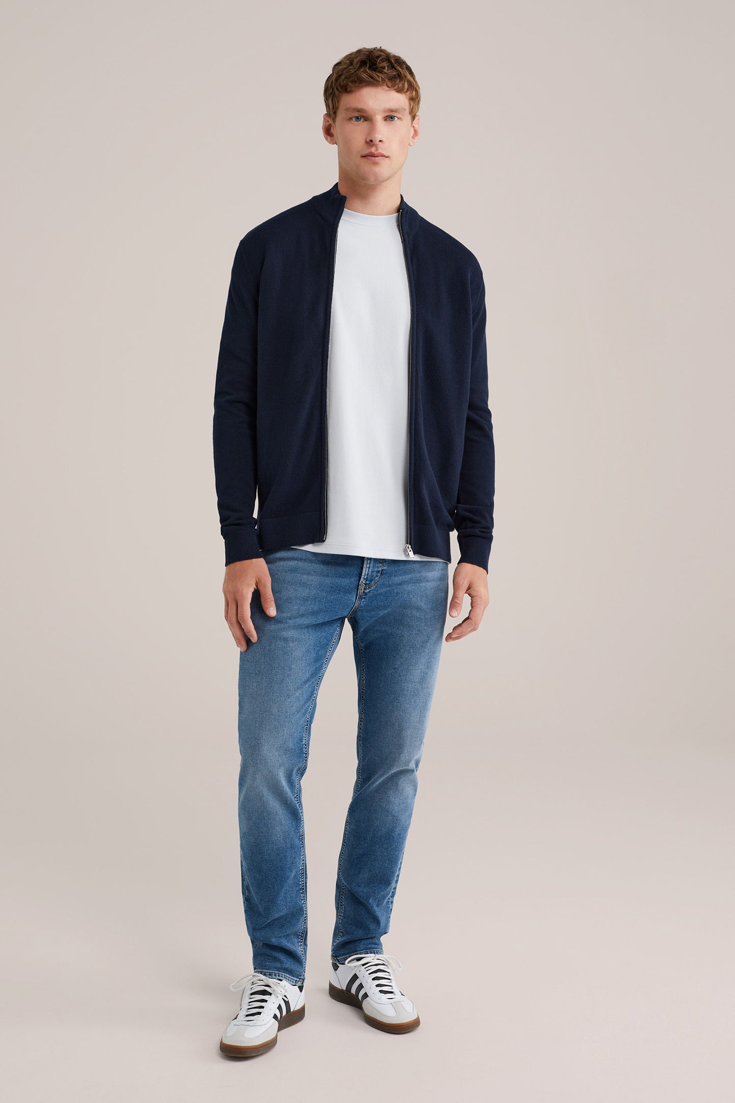 Fine Knit Jumper with Regular Fit - Navy Blue