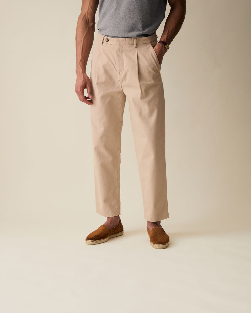 Straight Linen Trousers - Cream