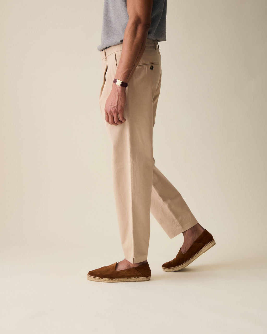 Straight Linen Trousers - Cream