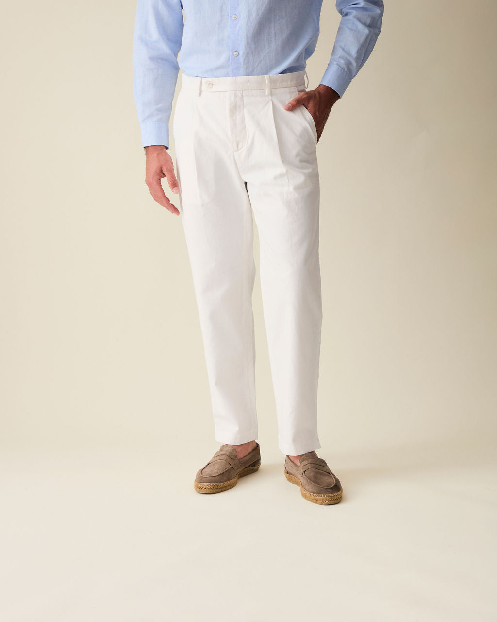 Straight Linen Trousers - White