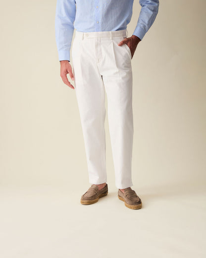Straight Linen Trousers - White