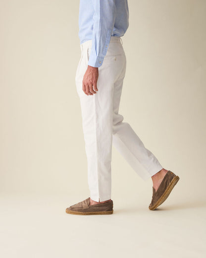 Straight Linen Trousers - White
