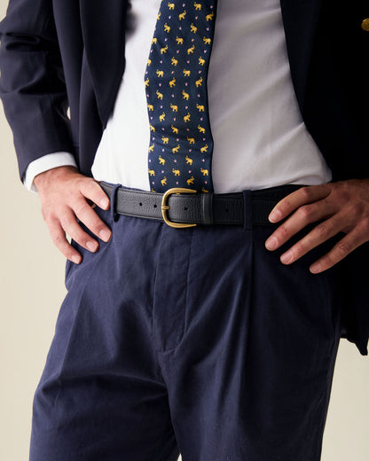 Straight Linen Trousers - Navy Blue