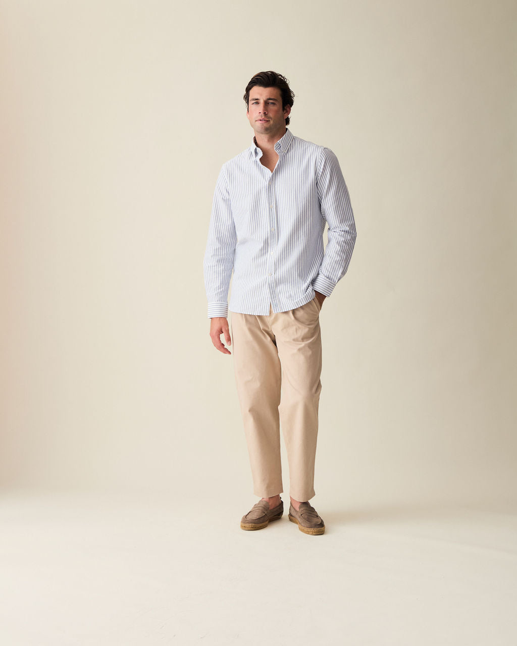 Straight Linen Trousers - Cream